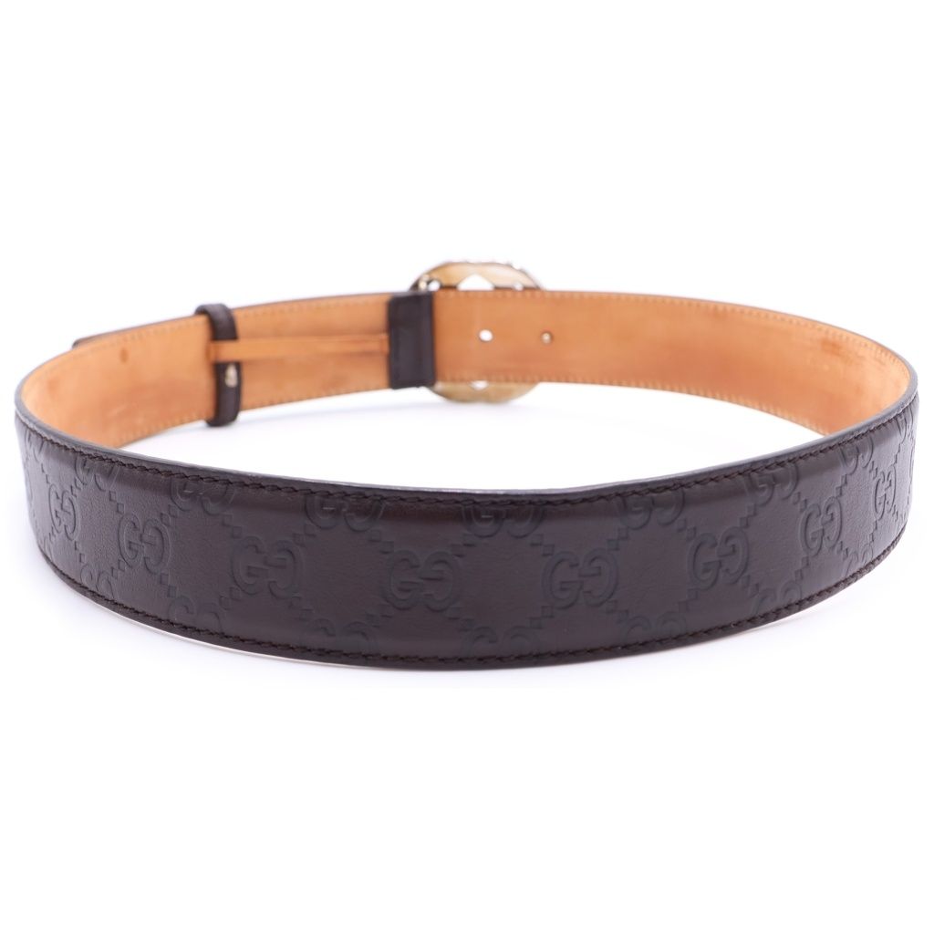 Gucci Interlocking GG Buckle Leather Striped Belt — view 2