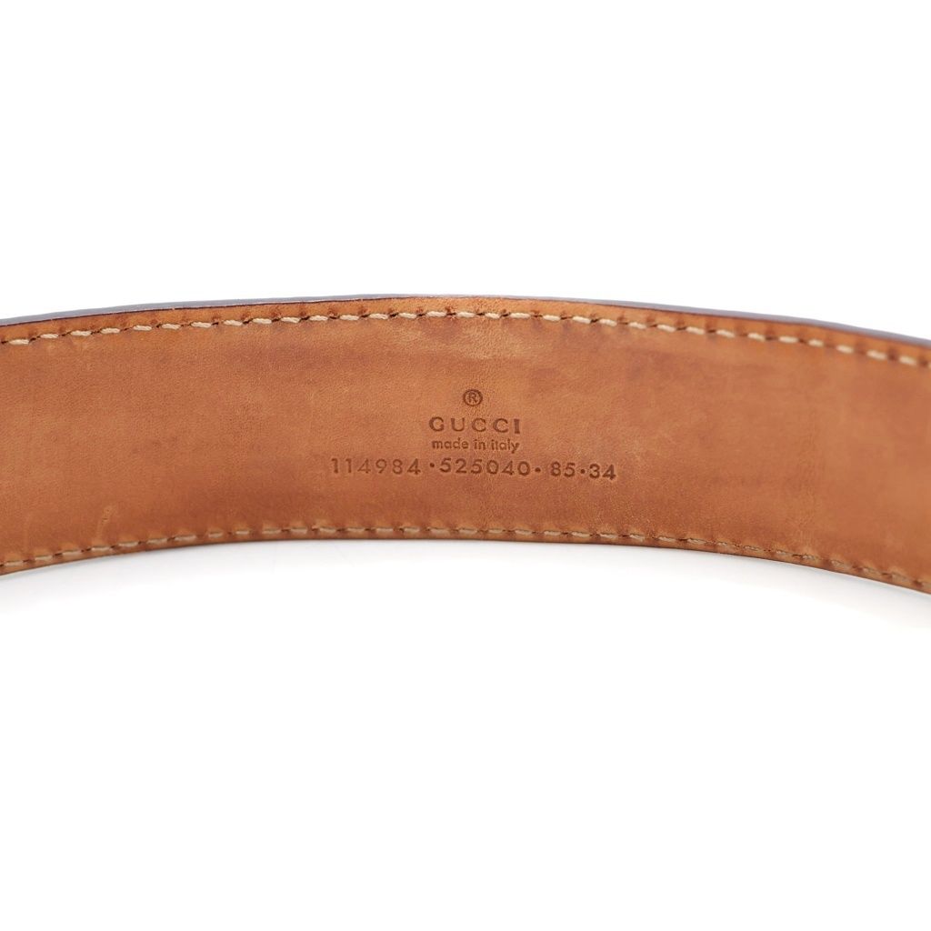 Gucci Interlocking GG Buckle Leather Striped Belt — view 6