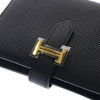 Hermes Bearn Compact Epsom Gold Bifold Wallet Black — view 5
