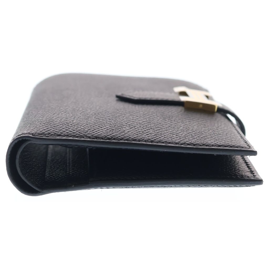 Hermes Bearn Compact Epsom Gold Bifold Wallet Black — view 3