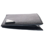 Prada Saffiano Bifold Wallet Compact Card Case Black Leather — view 3