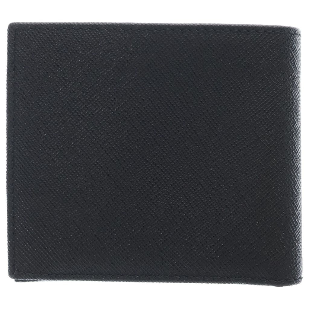 Prada Saffiano Bifold Wallet Compact Card Case Black Leather — view 2