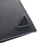 Prada Saffiano Bifold Wallet Compact Card Case Black Leather — view 5