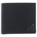 Prada Saffiano Bifold Wallet Compact Card Case Black Leather