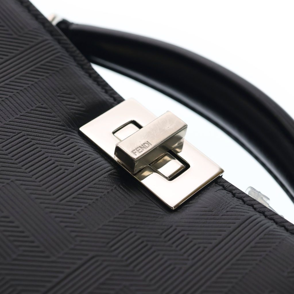 Fendi Peekaboo Eyec Cross 2-Way Shoulder Bag Black Leather Silver — view 6