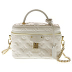Louis Vuitton Monogram Vanity PM Shoulder Bag Chain White Lambskin Gold