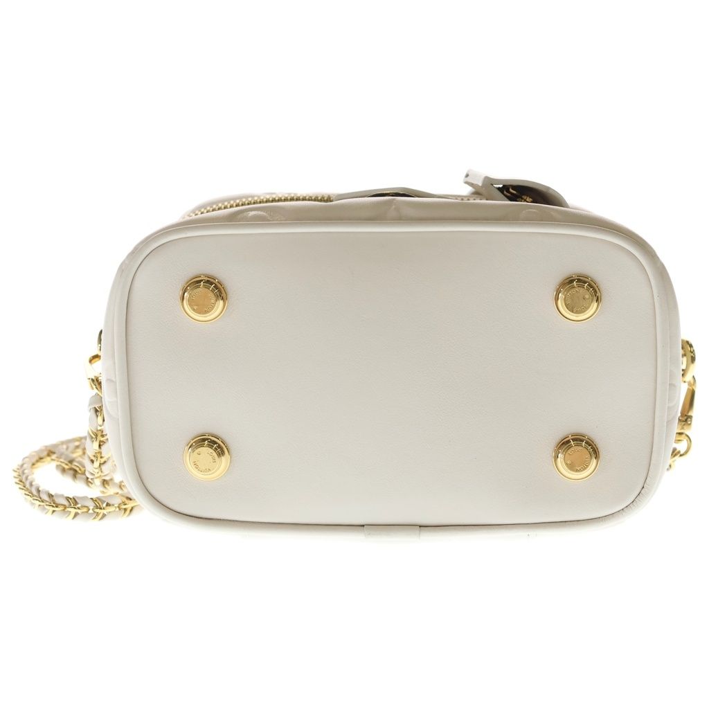 Louis Vuitton Monogram Vanity PM Shoulder Bag Chain White Lambskin Gold — view 4