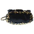 Chanel Sequin Chain Shoulder Bag Flap CC Logo Leather Gold Black — view 4