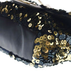 Chanel Sequin Chain Shoulder Bag Flap CC Logo Leather Gold Black — view 5