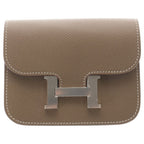 Hermes Constance Slim Wallet Bifold Etoupe Epsom Logo Silver Brown