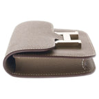 Hermes Constance Slim Wallet Bifold Etoupe Epsom Logo Silver Brown — view 3