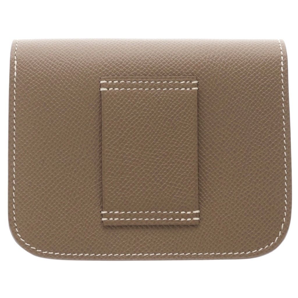 Hermes Constance Slim Wallet Bifold Etoupe Epsom Logo Silver Brown — view 2