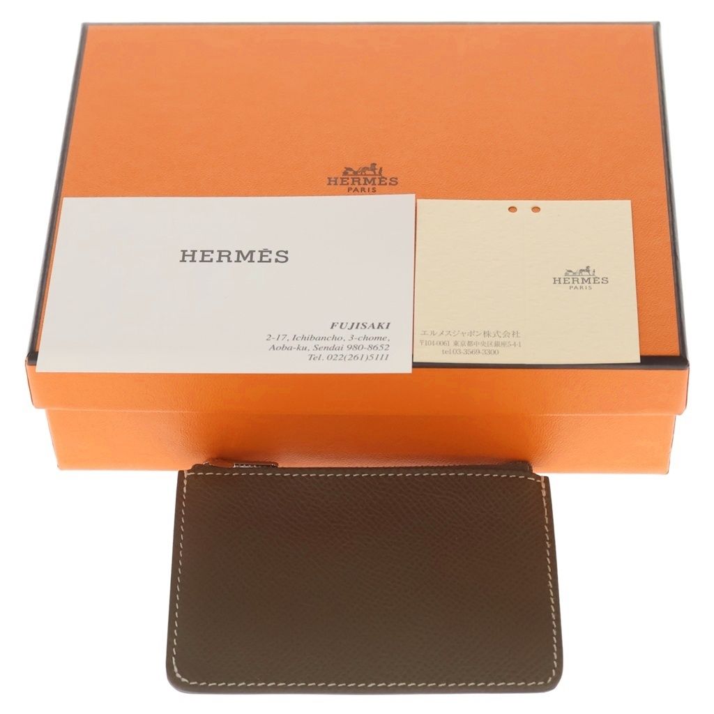 Hermes Constance Slim Wallet Bifold Etoupe Epsom Logo Silver Brown — view 6