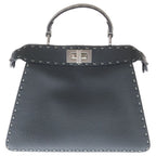 Fendi Peekaboo Icy Small 2-Way Shoulder Bag Gray Leather Silver