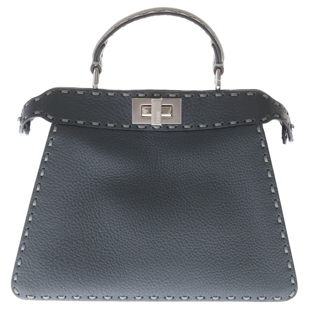 Fendi Peekaboo Icy Small 2-Way Shoulder Bag Gray Leather Silver