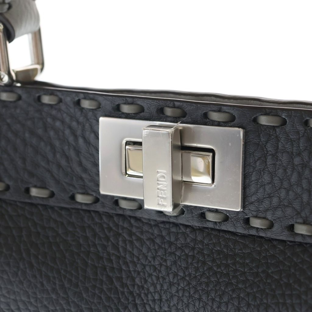 Fendi Peekaboo Icy Small 2-Way Shoulder Bag Gray Leather Silver — view 6