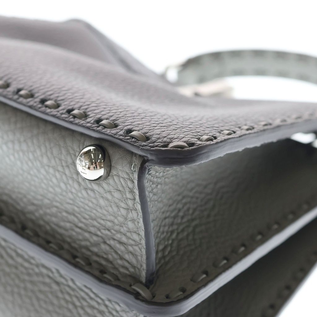 Fendi Peekaboo Icy Small 2-Way Shoulder Bag Gray Leather Silver — view 5