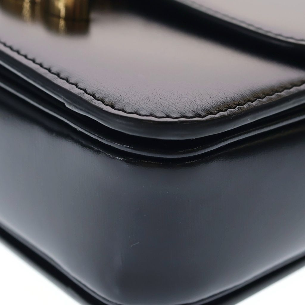 Celine Teen Triomphe Shoulder Bag Black Shiny Calfskin Gold — view 5
