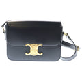 Celine Teen Triomphe Shoulder Bag Black Shiny Calfskin Gold