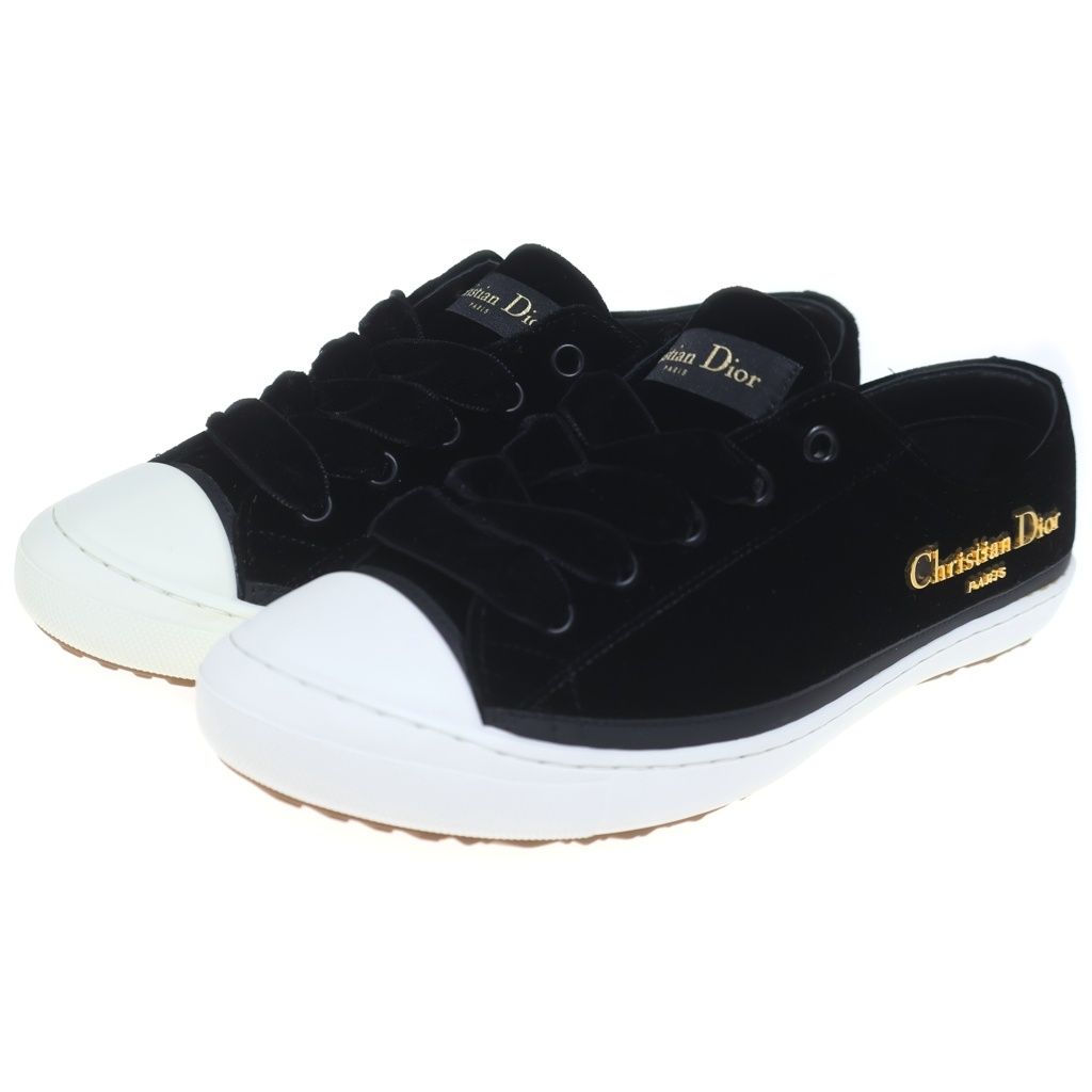 Dior Lucky Sneakers Black White Velour — view 2