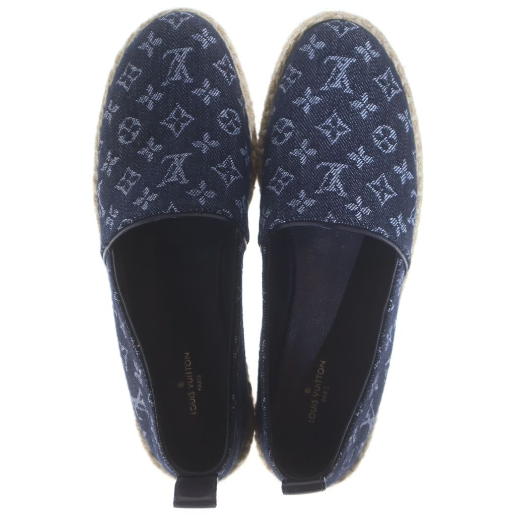 Louis Vuitton Monogram Denim Espadrilles Flat Shoes Indigo Blue — view 4