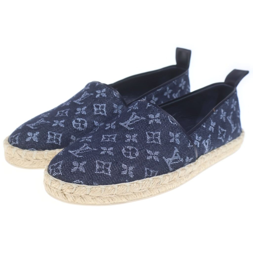 Louis Vuitton Monogram Denim Espadrilles Flat Shoes Indigo Blue — view 2