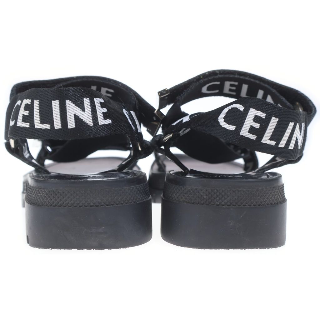 Celine Leo Strappy Sandals Logo Strap Black — view 3