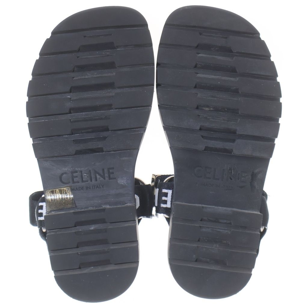 Celine Leo Strappy Sandals Logo Strap Black — view 5