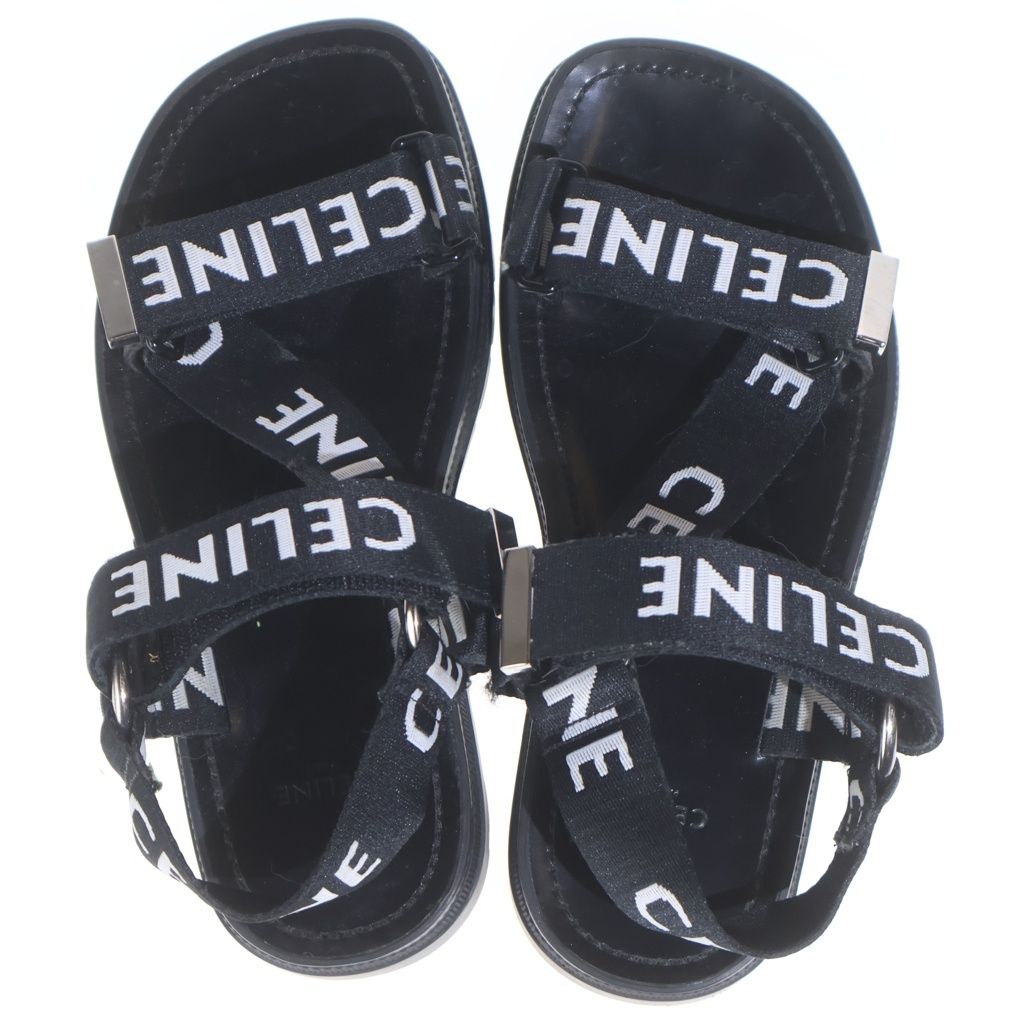 Celine Leo Strappy Sandals Logo Strap Black — view 4