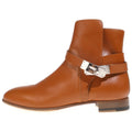Hermes Kelly Neo Leather Short Boots Shoes Silver Brown