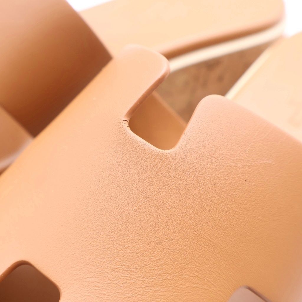 Hermes Ezu Logo Platform Sandals Shoes Brown — view 6