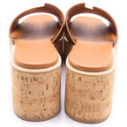 Hermes Ezu Logo Platform Sandals Shoes Brown — view 3