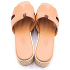Hermes Ezu Logo Platform Sandals Shoes Brown — view 4
