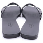 Hermes Aloha Rubber Flat Sandals Shoes Black — view 3