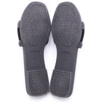 Hermes Aloha Rubber Flat Sandals Shoes Black — view 5