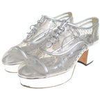 Chanel Runway Camellia Clear Lace Up Sandals Silver — view 2