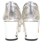 Chanel Runway Camellia Clear Lace Up Sandals Silver — view 3
