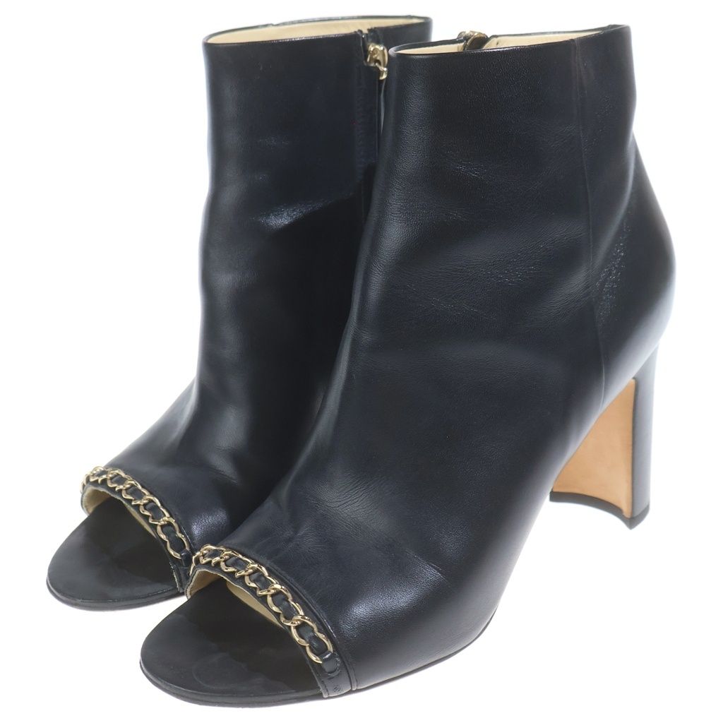 Chanel Black Cles the Open Toe Wedge Boots — view 2
