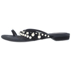 Chanel Pearl Flat Sandals Black