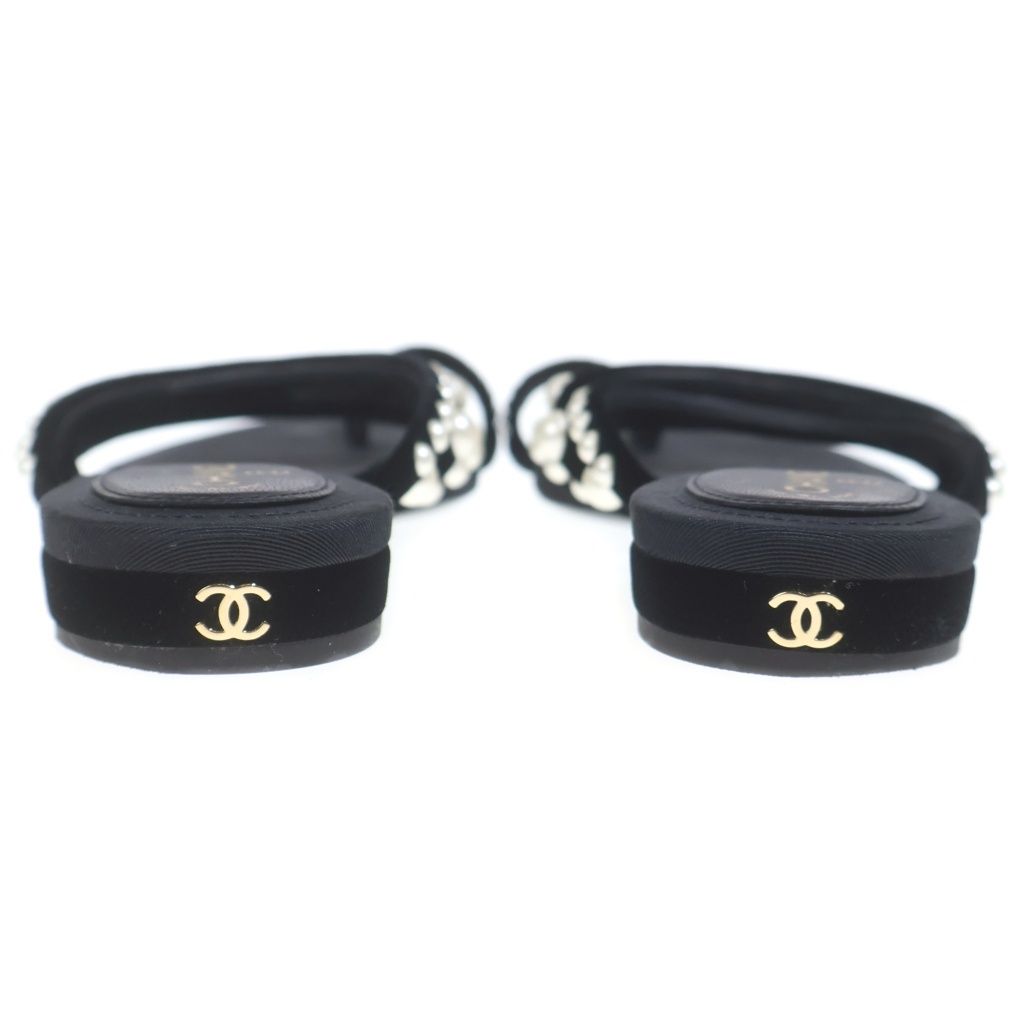 Chanel Pearl Flat Sandals Black — view 3