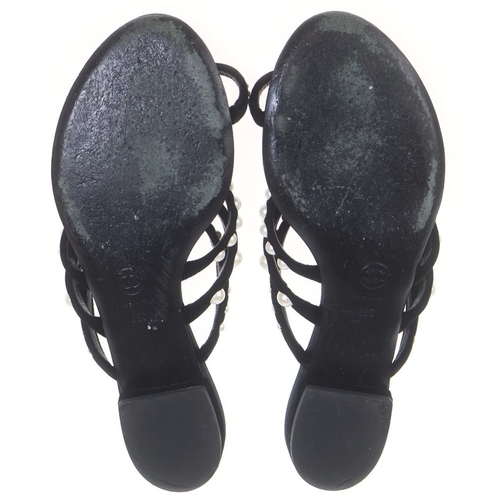 Chanel Pearl Flat Sandals Black — view 5