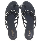 Chanel Pearl Flat Sandals Black — view 4