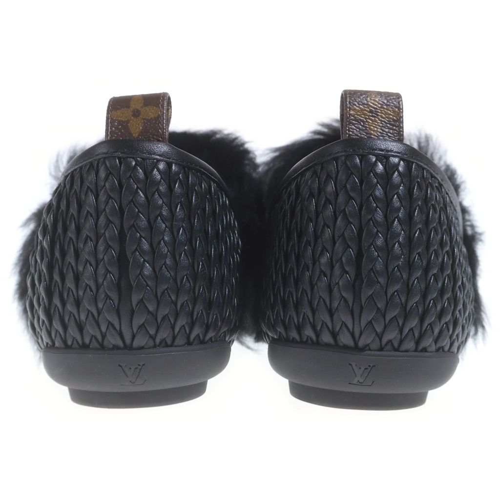 Louis Vuitton Haven Flat Mule Shoes Calf Leather Metal Parts Black — view 3