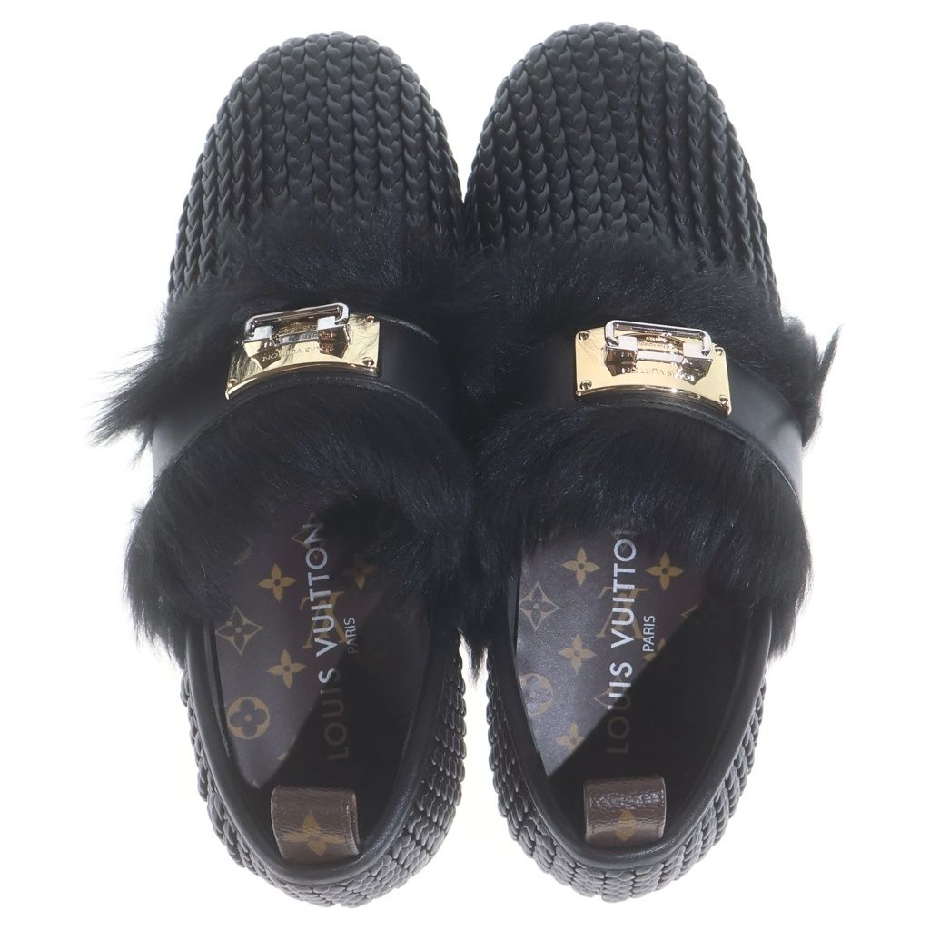 Louis Vuitton Haven Flat Mule Shoes Calf Leather Metal Parts Black — view 4