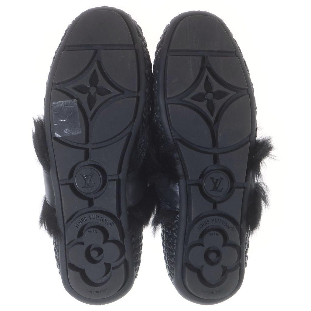 Louis Vuitton Haven Flat Mule Shoes Calf Leather Metal Parts Black — view 5
