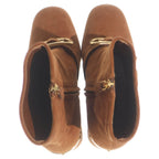 Prada Side Zip Suede Short Boots Brown — view 4