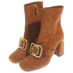 Prada Side Zip Suede Short Boots Brown — view 2