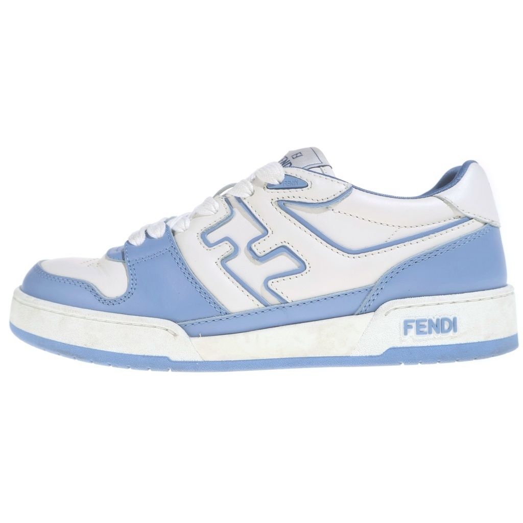 Fendi Logo Low Cut Sneakers White Blue 6