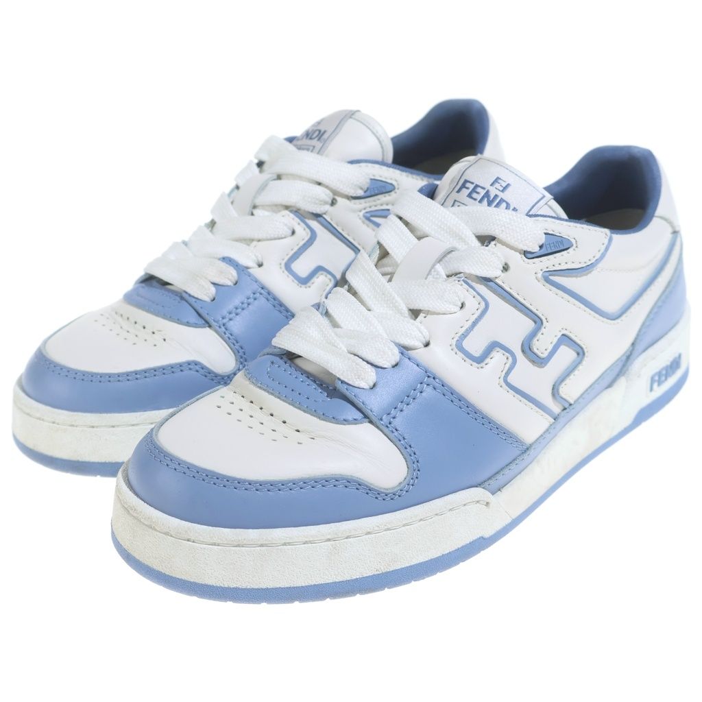 Fendi Logo Low Cut Sneakers White Blue 6 — view 2