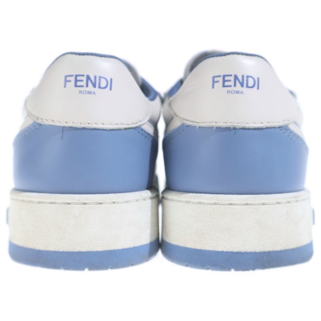 Fendi Logo Low Cut Sneakers White Blue 6 — view 3